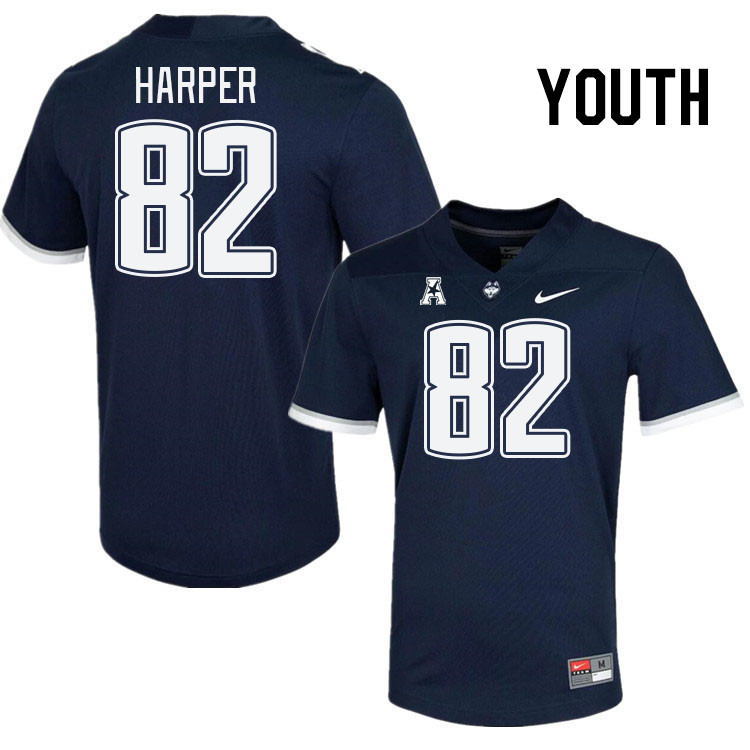 Youth #82 Jackson Harper Connecticut Huskies College Football Jerseys Stitched Sale-Navy - Click Image to Close